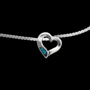 7" Sterling Silver Chain Bracelet with Turquoise Heart